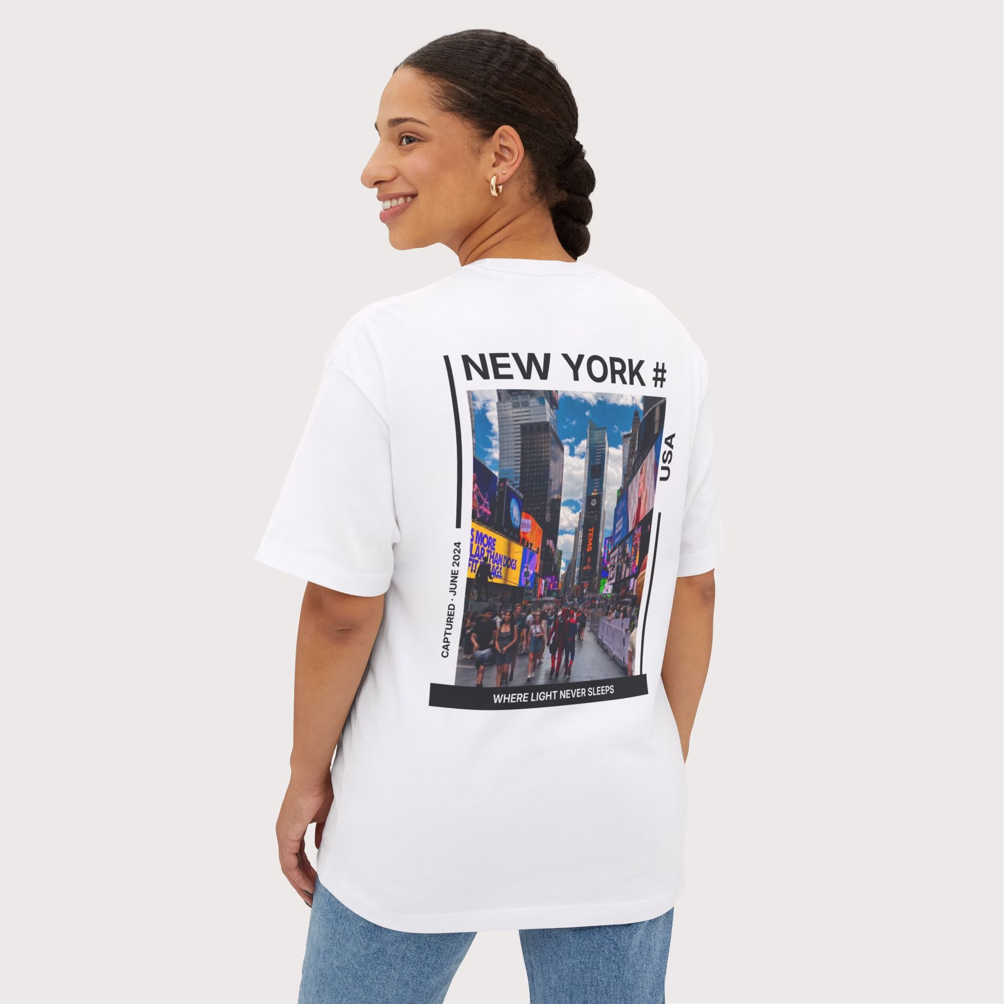 New York 4 - Unisex Oversized Boxy Tee - Image 3
